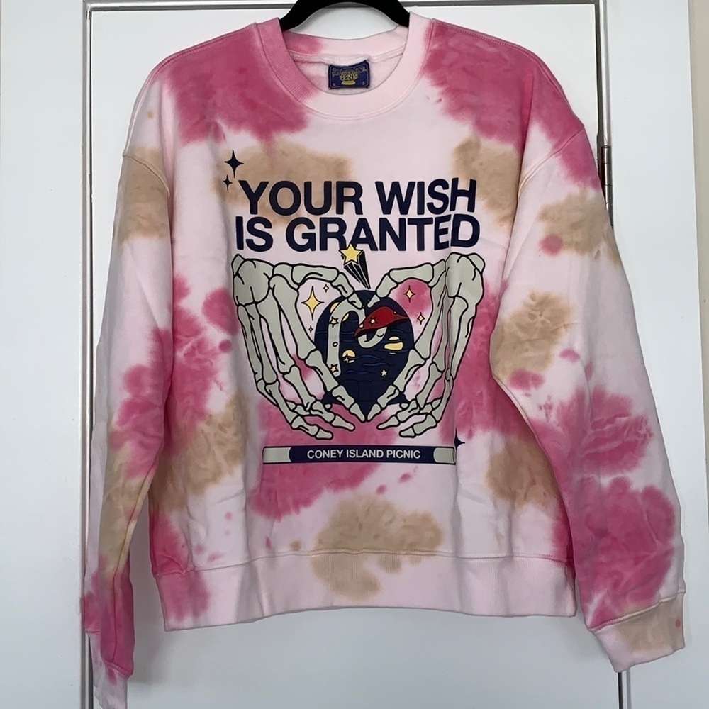 NWT Coney Island Picnic Your Wish is Granted Oversized Tie Dye Sweatshirt S - Picture 2 of 5